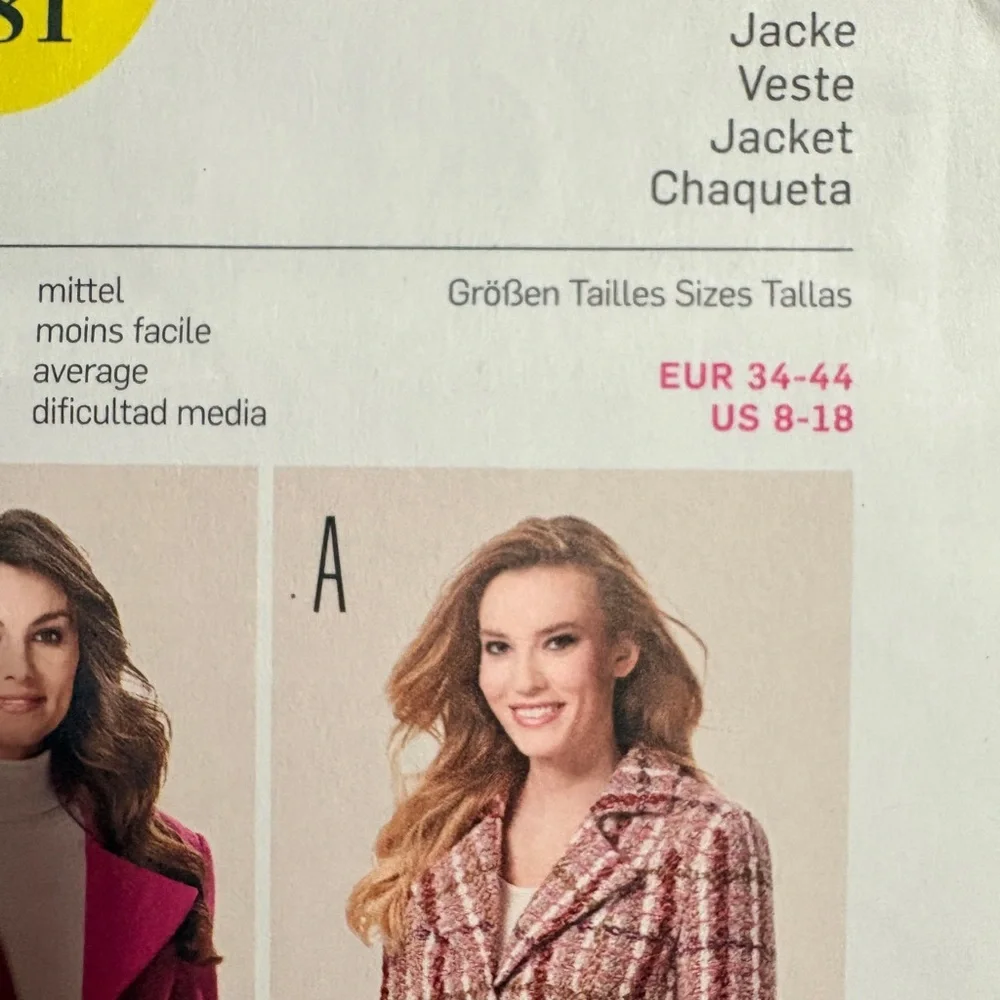 BN UNCUT BURDA 6581 JACKET VEST BLAZER COAT SEWING PATTERN